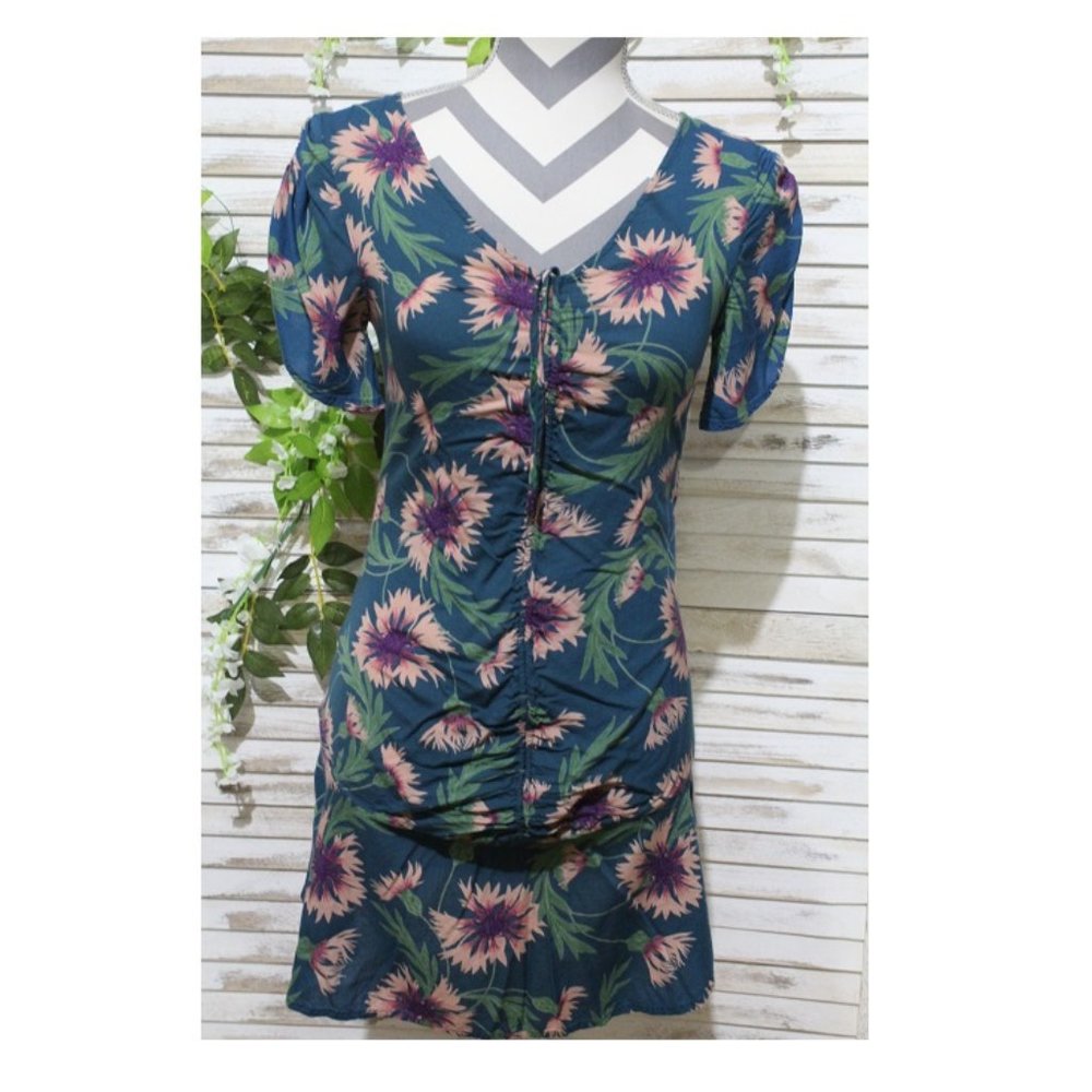 urban outfitters cotton mini dress with ruched front (1368)🦋